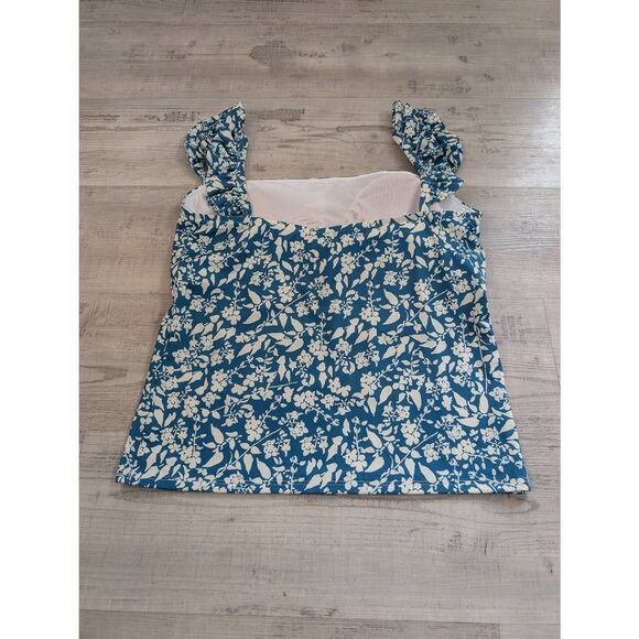 Albion Bella Tankini Top women's XL blue ivy floral full coverage NWTs ruffle - Picture 5 of 5